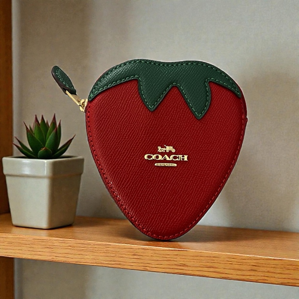 Coach Strawberry Coin Purse in Red and Green